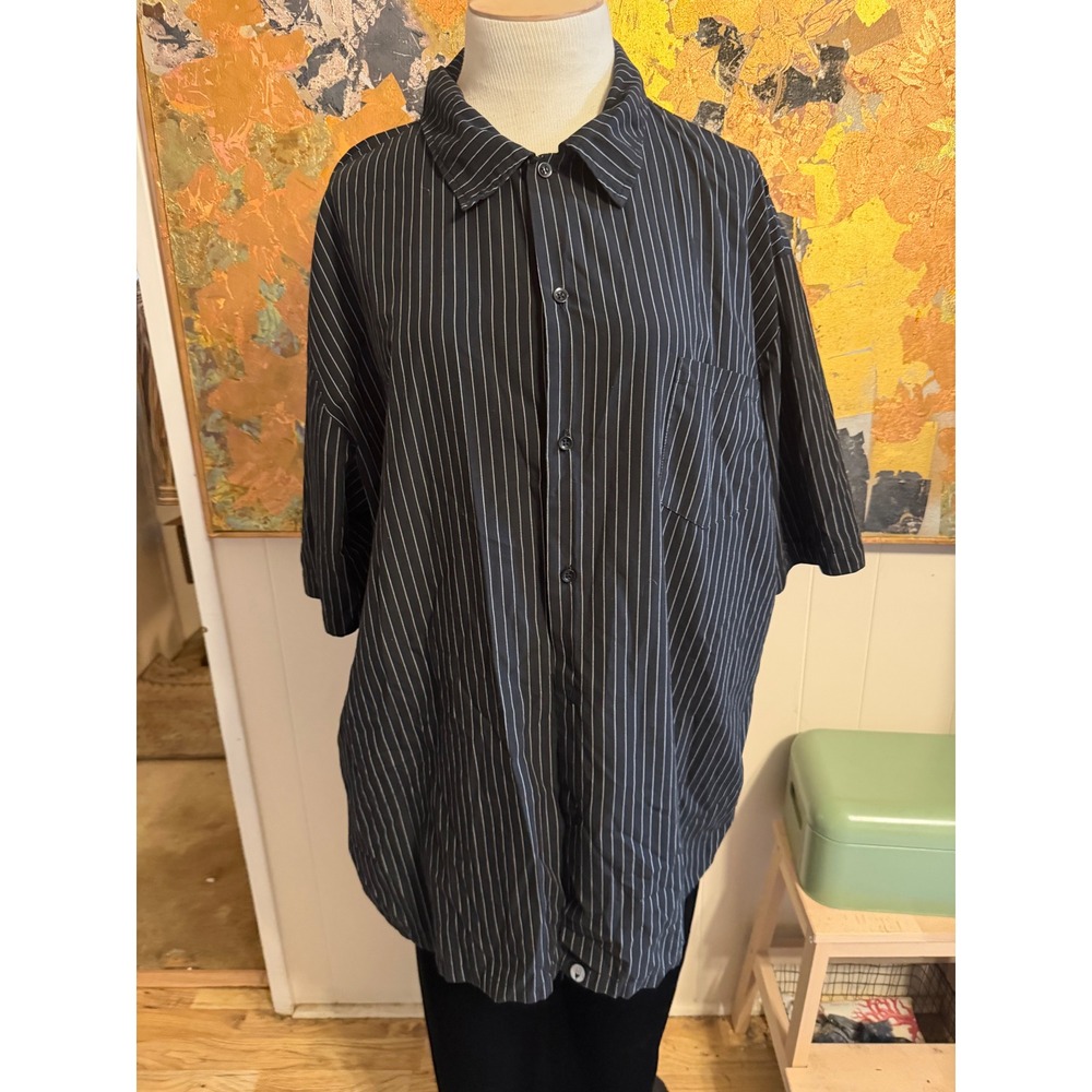 Chef Works Mens 3XL Black Pinstripe Short Sleeve Button Down Chef Shirt CCSB-COA